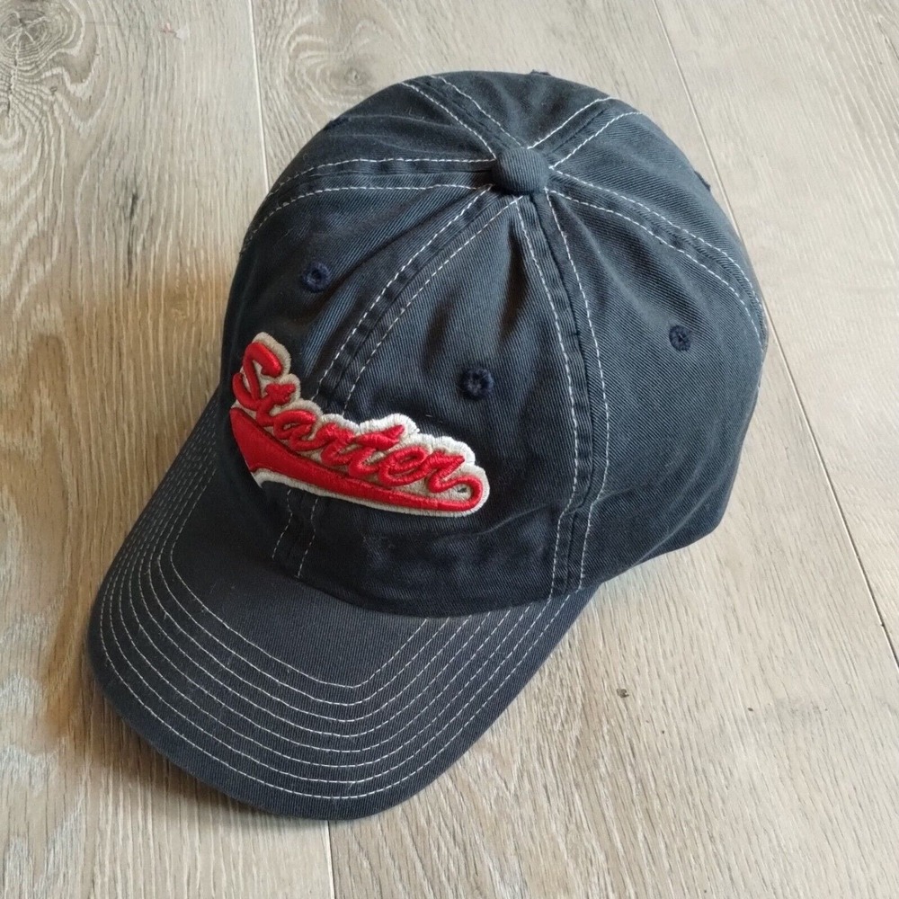 Starter Hat Baseball Dad Cap Cotton Adjustable Strap OSFA Red Blue Script Retro
